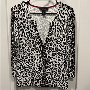 White House Black Market Leopard Print Cardigan
